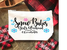 Load image into Gallery viewer, Ski Party Make Up bag. Great Ski Bachelorette or Girls Weekend Favors. Ski Weekend Make up Bag. Wedding Party Cosmetic Bag!
