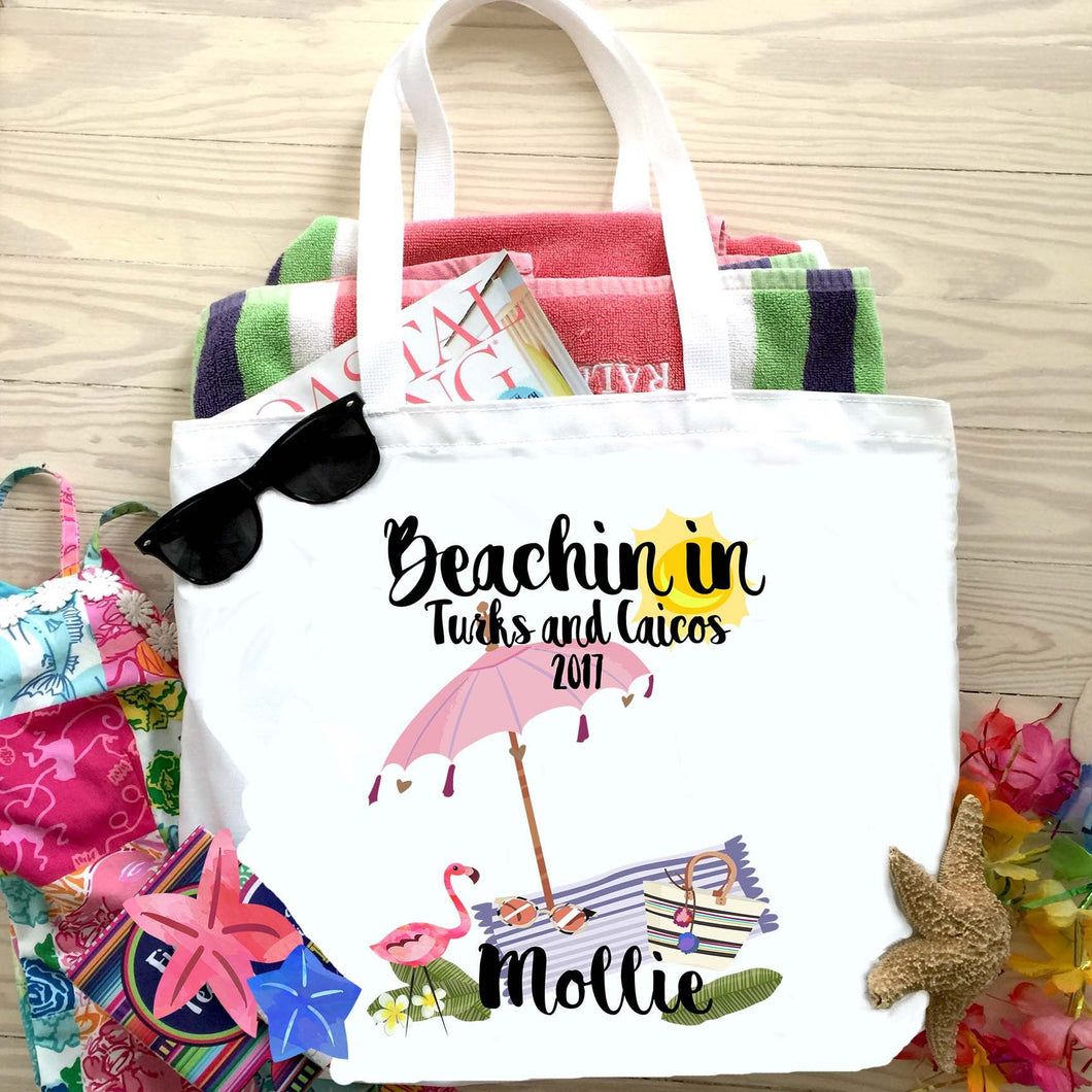 Large Pastel Beach Personalized Tote Bag