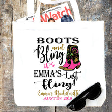 Load image into Gallery viewer, Boots and Bling Personalized Tote Bag
