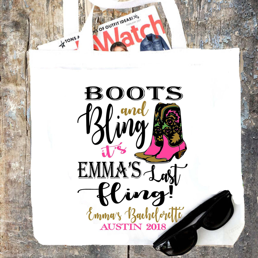 Boots and Bling Personalized Tote Bag