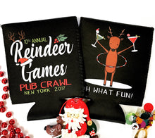 Load image into Gallery viewer, Reindeer Games Christmas Party Huggers. Personalized Christmas Party Getting Blitzened Favors. Christmas Bachelorette party Huggers!
