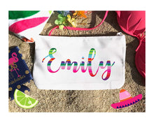 Load image into Gallery viewer, Fiesta Party Make Up bag. Final Fiesta Bachelorette or Girls Weekend Favors. Bachelorette Fiesta Weekend Make up Bag.
