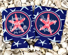 Load image into Gallery viewer, Starfish Party Huggers. Family Vacation Beach Coolies. Monogrammed Bachelorette or Birthday Party Huggies. Girl&#39;s Weekend Coolies!
