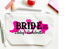 Load image into Gallery viewer, Texas Make Up bag. Great Austin Bachelorette or Girls Weekend Favors. Texas Wedding Weekend Make up Bag. Personalized Texas bag!
