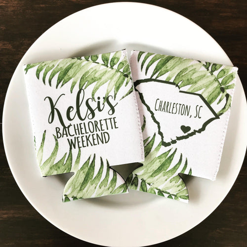 Palm Leaves Party Huggers. Tropical Wedding or Bachelorette Party Favors. Girl's Weekend Family Vacation Beach Favors.