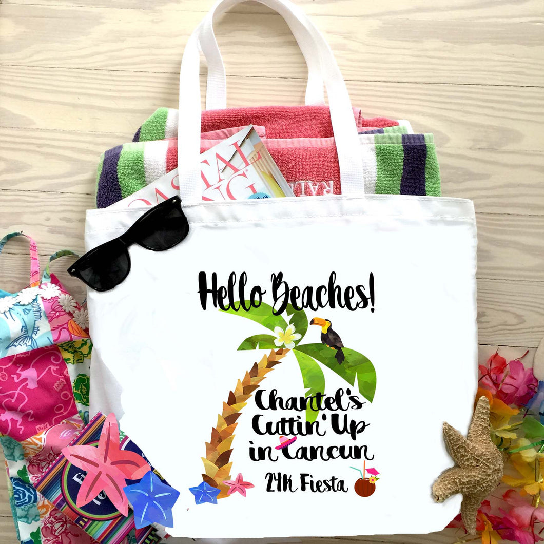 Large Palm Tree Beach Personalized Tote Bag