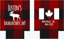 Load image into Gallery viewer, Plaid Canada Huggers. Bachelor, Bachelorette or Birthday Party Favors. Canada Bachelor Party Favors! Ski Vacation favors! Montreal, Toronto
