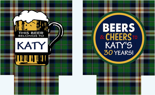 Green Plaid Party Huggers. Plaid Bachelor or Birthday Party Can Coolers. Plaid Bachelor Party Favors.