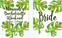 Load image into Gallery viewer, Palm Leaves Party Huggers. Tropical Wedding or Bachelorette Party Favors. Girl&#39;s Weekend Family Vacation Beach Favors.
