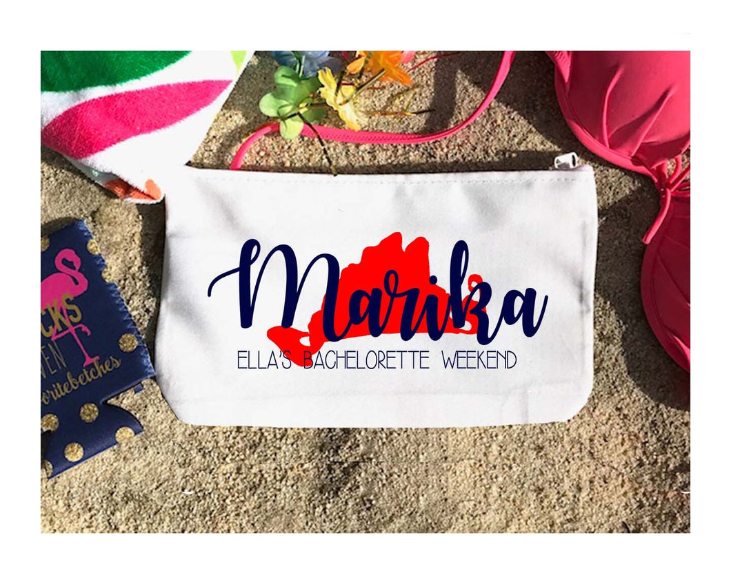 Martha's Vineyard Make up bag. Great Bachelorette or Girls Weekend Favors.Martha's Vineyard Party Favors! MV Wedding Party Gifts!