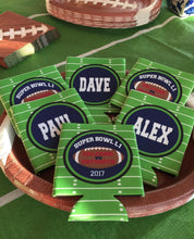 Load image into Gallery viewer, Football Huggers. Bachelor Party favors. Personalized Football Birthday Party. Custom Football Party Favors. Boys Birthday Party Favors.
