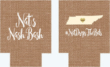 Load image into Gallery viewer, Flower Burlap Party Huggers. Bachelorette or Birthday Coolies. Burlap Flower Huggers. Floral Wedding Shower Huggers!
