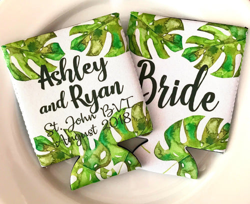 Palm Leaves Party Huggers. Tropical Wedding or Bachelorette Party Favors. Girl's Weekend Family Vacation Beach Favors.