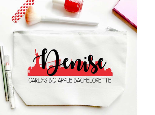 New York Make Up bag. Great Big Apple Bachelorette or Girls Weekend Favors. New York Weekend Make up Bag. Personalized New York favor bag!