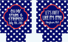 Load image into Gallery viewer, America Stars Party Huggers. Red White and Blue Party Favors! USA Party Huggers! USA Bachelorette Party Favors. Personalized USA Hugger
