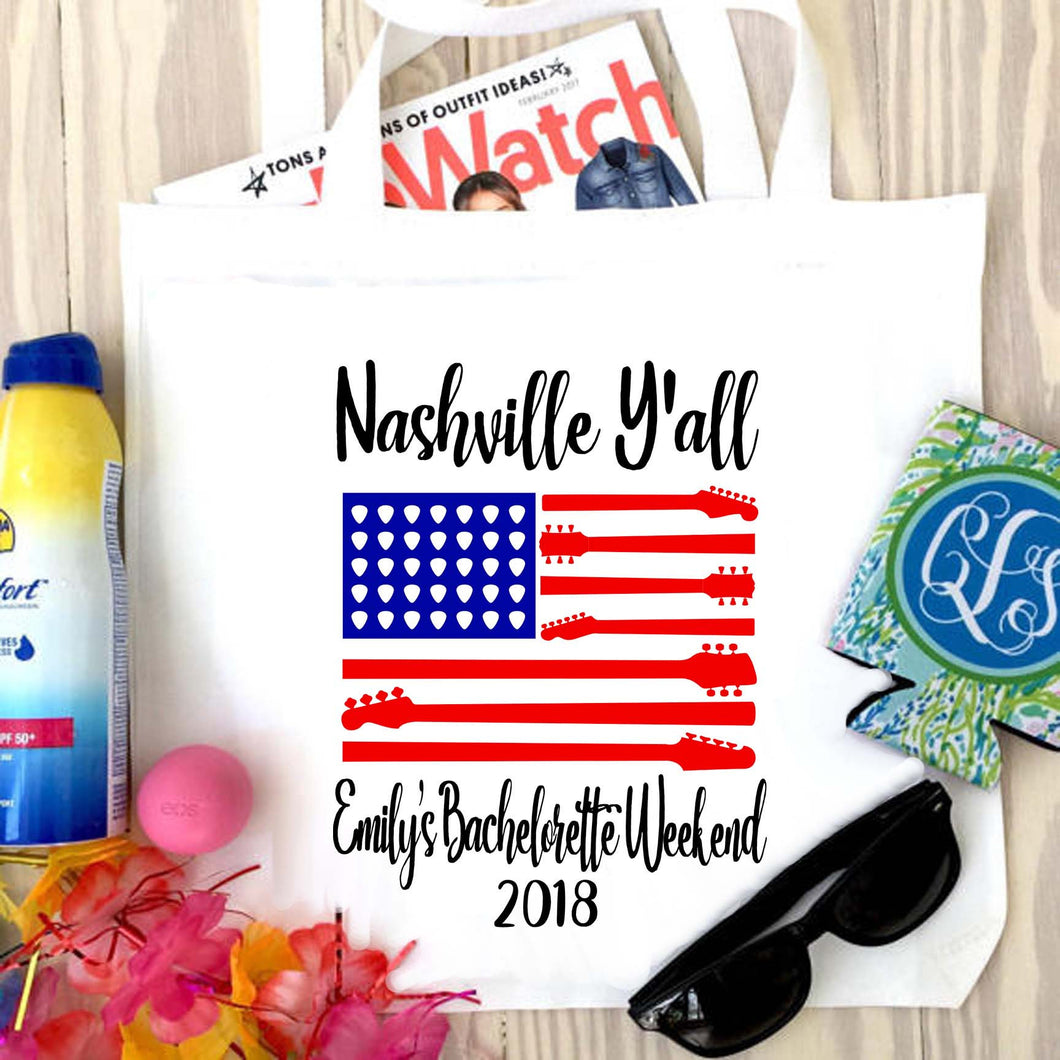 Nashville Party Tote bag. Nashville Bachelorette or Girls Weekend Totes! Nashville Girl's weekend Party Favor Bag. Music City Tote