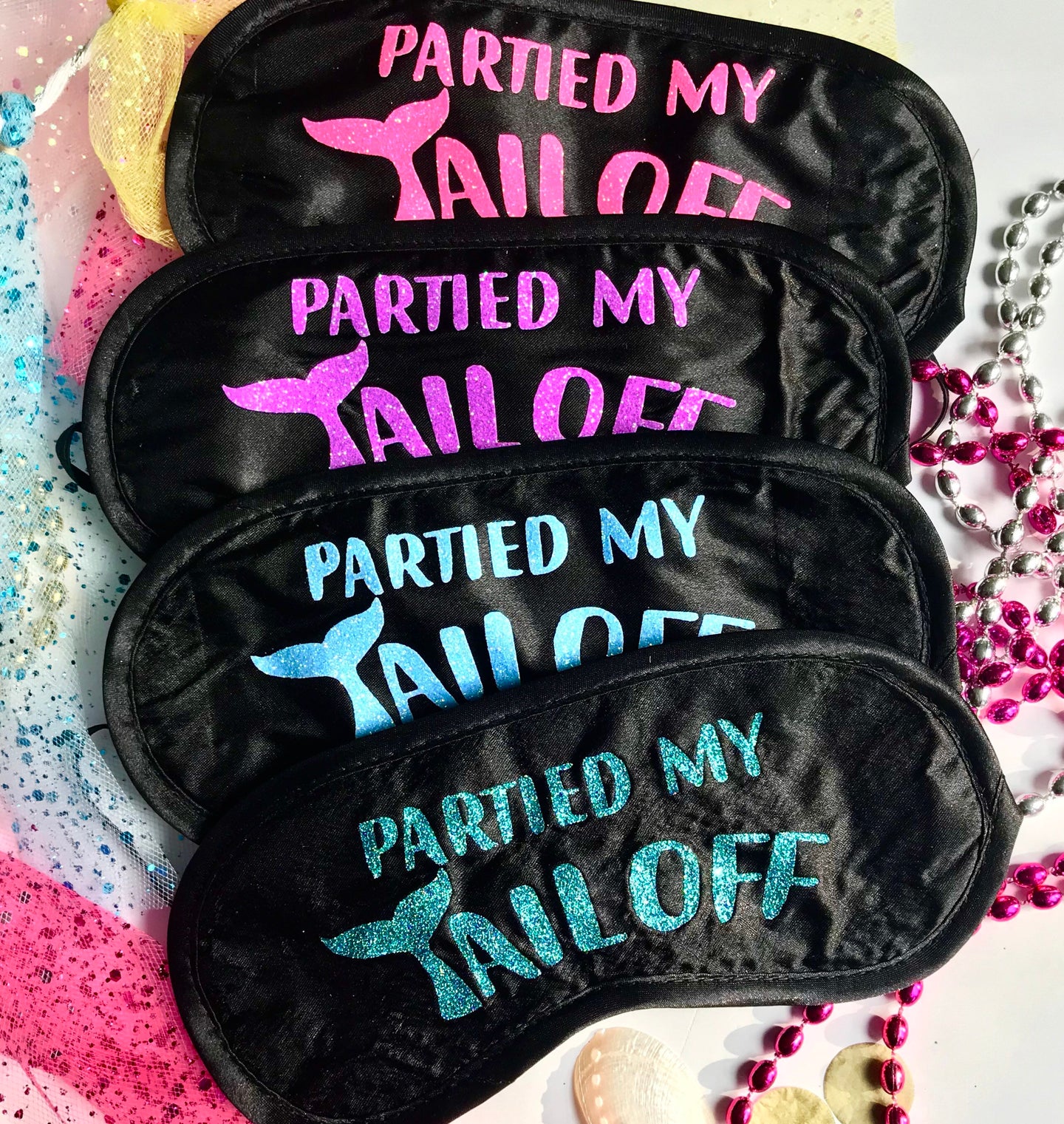 Mermaid Glitter Sleep Mask! Great Bachelorette or Birthday party FAVORS. Perfect addition to the hangover bags!