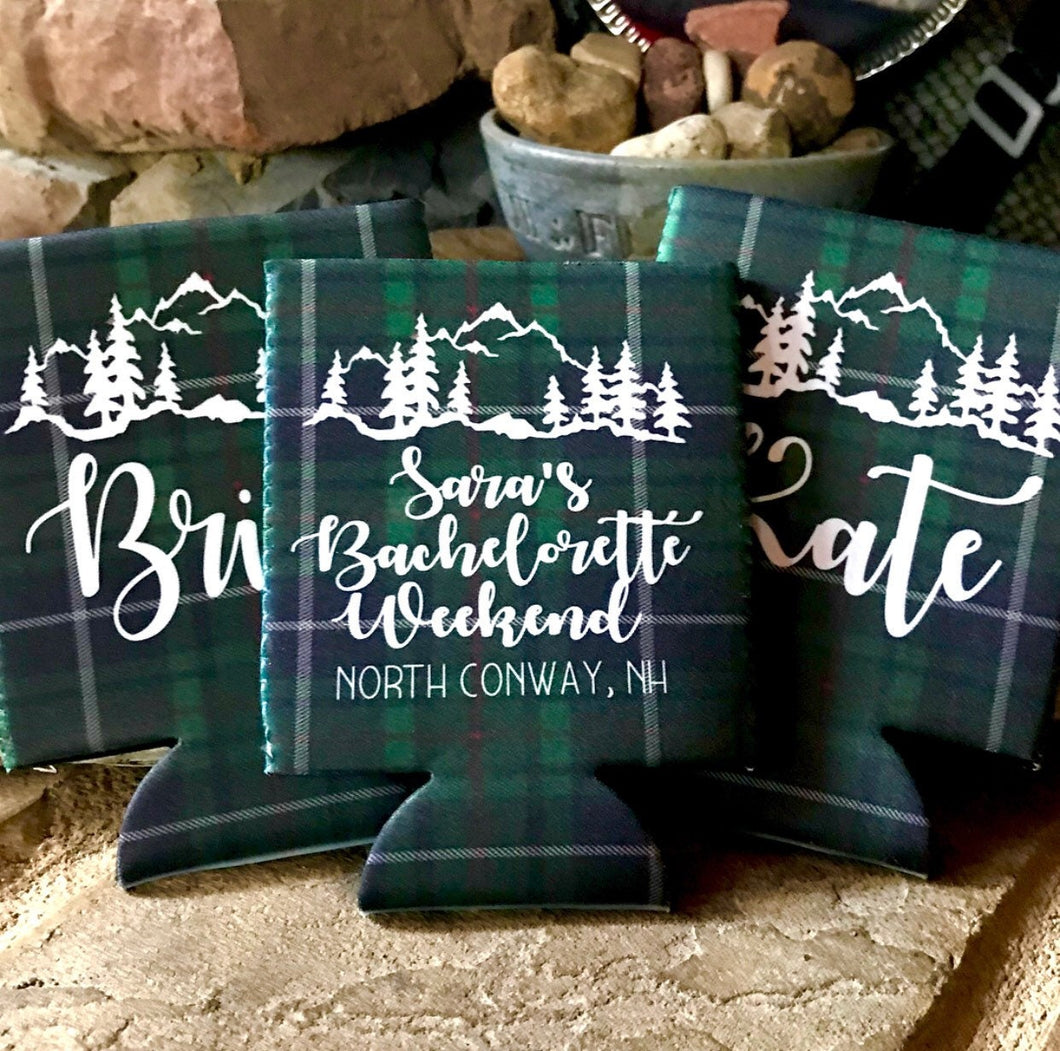 Plaid Party Huggers. Flannel Fling Bachelorette Party Favors too! Ski Vacation Party Huggers.Birthday Lumberjack Party! Plaid Birthday favor