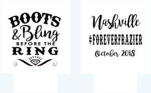 Load image into Gallery viewer, Boot and Bling &quot;Glitter&quot; Huggers. Western Bachelorette or Birthday Party Huggers. Nashville Party Favors. Personalized Cowboy Boot Coolies!
