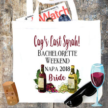 Load image into Gallery viewer, Wine Weekend Tote bag. Wine Bachelorette or Girls Weekend Tote Bag. Custom Wine Weekend Bag. Girls Weekend in Wine Country Bag!
