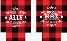 Load image into Gallery viewer, Buffalo Plaid Western Party Huggers.Plaid Bachelorette or Birthday Party Favors too! Family Vacation Buffalo Check Huggers. Flannel &amp; Fizz

