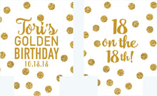 Load image into Gallery viewer, Gold and White Polka Dot Huggers. Bachelorette or Birthday Huggers. Gold &quot;Glitter&quot; Girl&#39;s Weekend Favors. Golden Birthday Party Favors.

