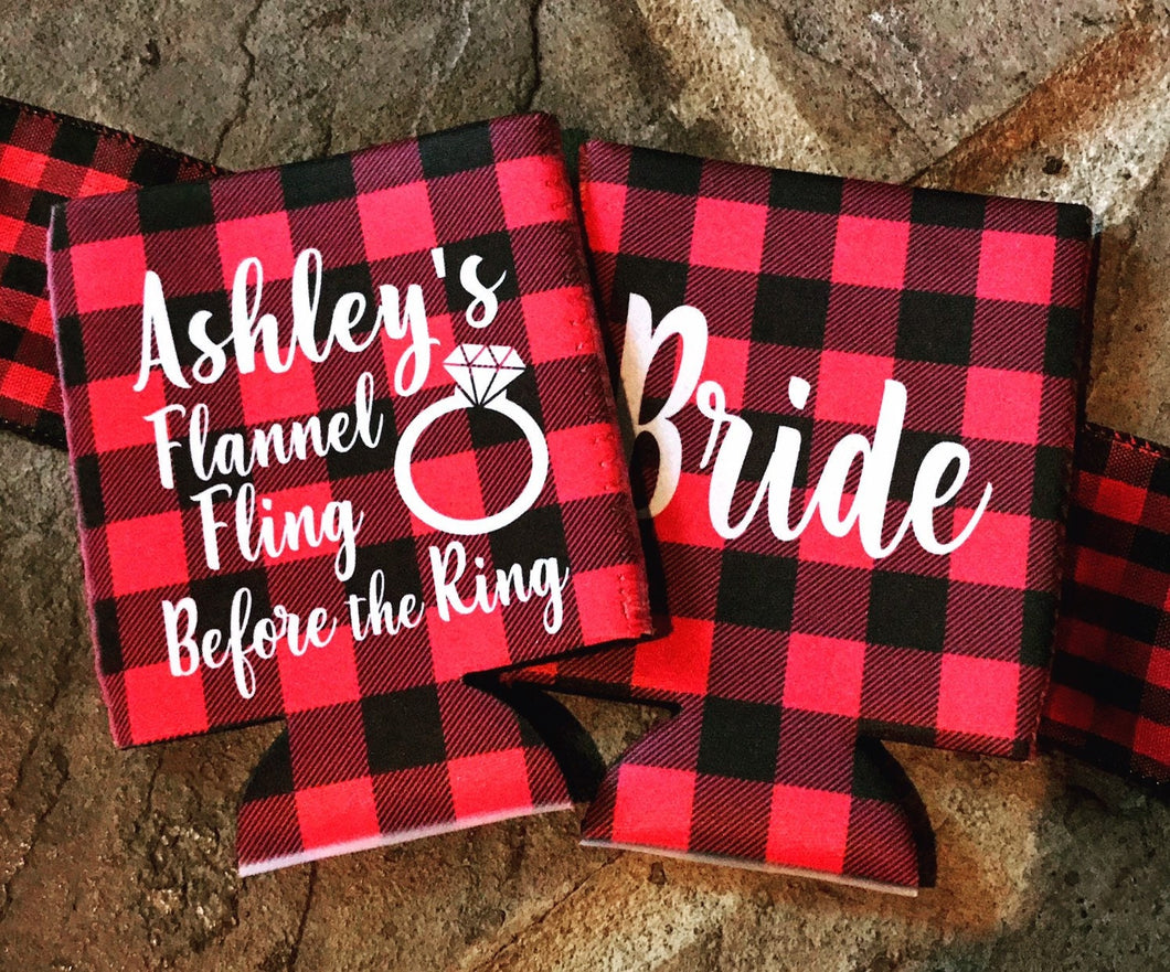 Flannel Fling Plaid Party Huggers. Plaid Bachelorette Party Favors too! Family Vacation Buffalo Check Huggers. Birthday Lumberjack Party!