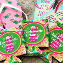 Load image into Gallery viewer, Pineapple Party Huggers. Tropical Bachelorette or Birthday Favors. Palm Beach Pineapple Huggers. Cabo, Maui, Miami, Savannah, Charleston!
