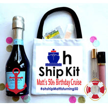 Load image into Gallery viewer, Oh Ship Nautical Hangover Recovery Totes. Personalized Oh Shit Kits! Custom EMPTY Nautical Hangover Gift Bag.
