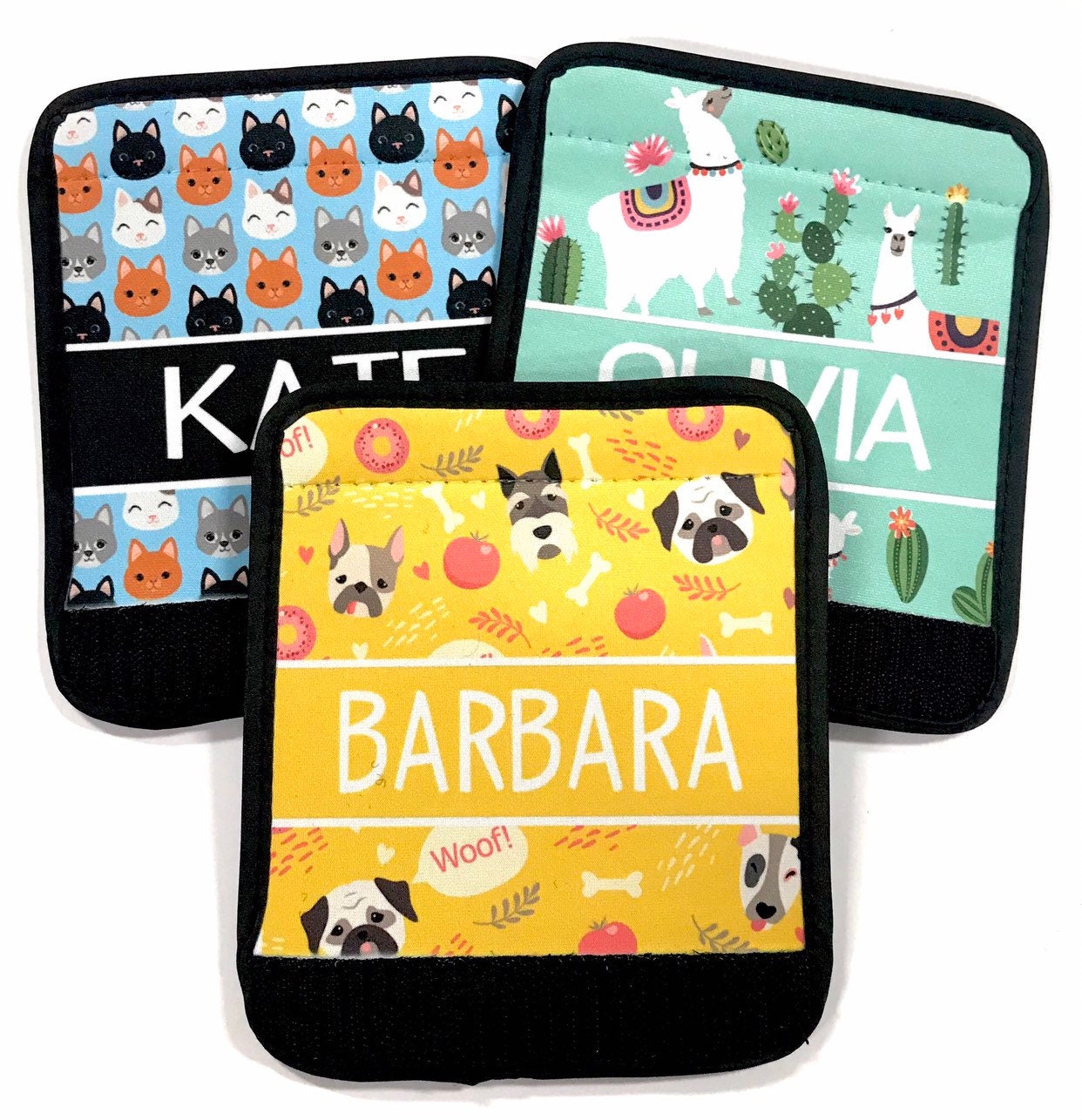 Neoprene luggage finder. Personalized bag identifier.Family Vacation Gifts. Custom Party gifts! Llama, Unicorn,Cat, Dog. Vacation Gifts!