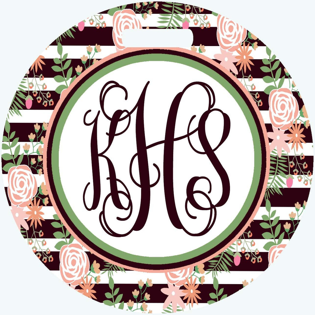 Floral Stripe Personalized Bag Tag