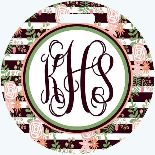 Floral Stripe bag tag. Monogrammed Floral Birthday or Bridesmaids gift. Diaper Bags too! Beach Vacation luggage tags.