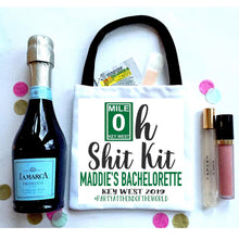 Load image into Gallery viewer, Key West Bachelorette or Bridesmaid Hangover Bags. Mile O Oh Shit Kits! Mini Tote Bag. Custom EMPTY Key West Party bag.
