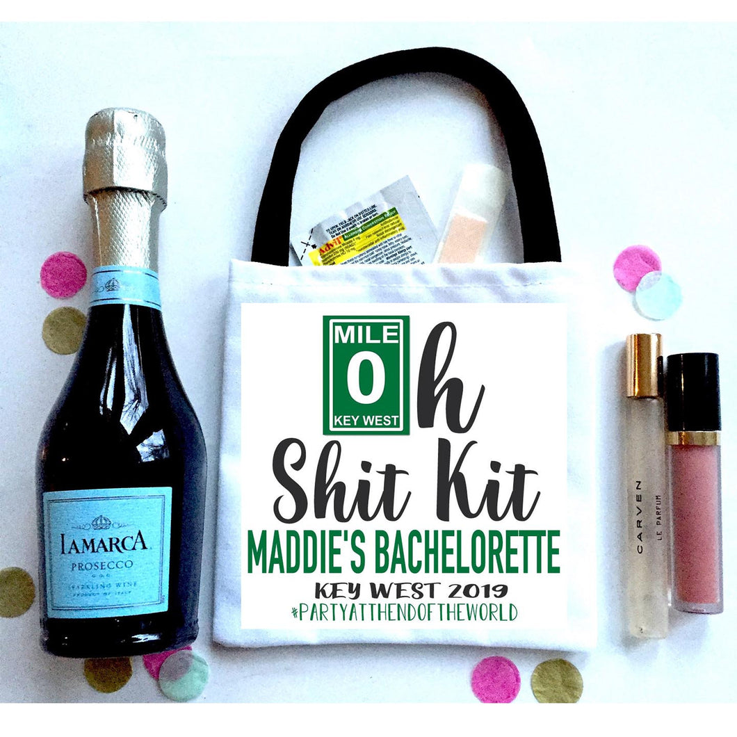 Key West Bachelorette or Bridesmaid Hangover Bags. Mile O Oh Shit Kits! Mini Tote Bag. Custom EMPTY Key West Party bag.