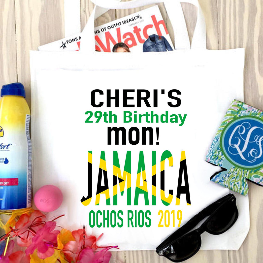 Jamaica Tote bag. Beach Party Favors! Jamaica Bachelorette or Girls Weekend Tote Bag. Beach Party Favor Bag. Jamaica Wedding favors!