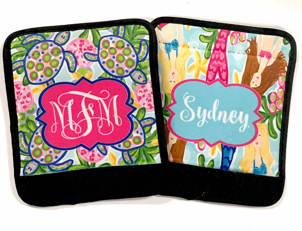 Colorful Neoprene luggage finder. Personalized bag identifier. Great Bachrlorette or Bridesmaids gifts! Sea Turtle and Mermaid!