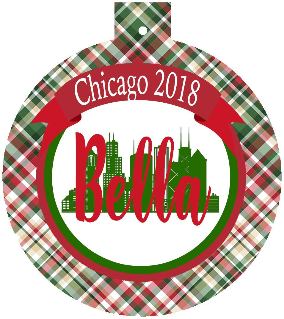 Chicago Ornament. Monogrammed Chicago Christmas Gift! Great Chicago Stocking Stuffer! Personalized Chicago Ornament!