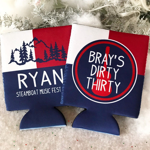 Ski Trip Huggers. Personalized Mountain Family Vacation Coolies. USA Bachelorette Ski coolers. Bachelor Party Ski Weekend favors. USA Party!