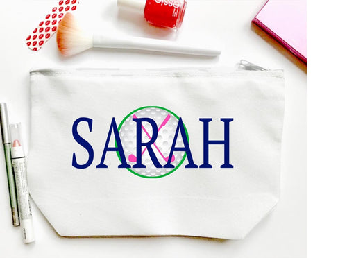 Golf Personalized Make Up bag. Great Bachelorette or Girls Golf Weekend Favors. Golf Weekend Make up Bag. Personalized Golf Team Gift!