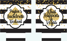 Load image into Gallery viewer, Vegas &quot;glitter&quot; Stripe Mini Favor Bags. Bachelorette Oh Shit Kits! Vegas Party Bag. EMPTY Gold &quot;glitter&quot; Gift Bag. Glitter Vegas Swag Bag!
