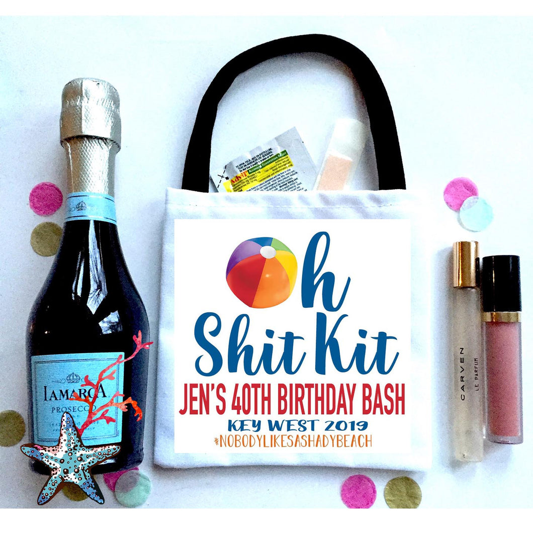 Beach Ball Bachelorette or Birthday Hangover Bags. Beach Party Oh Shit Kits! Mini Beach Tote Bag. Custom EMPTY Beach Birthday Party bag.