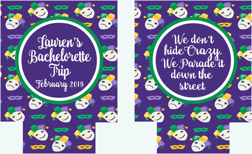 New Orleans Mardi Gras Huggers. NOLA Bachelorette or Birthday Party Huggers. Monogrammed Mardi Gras Party Favors. Personalized Huggers!