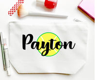 Load image into Gallery viewer, Tennis Personalized Make Up bag. Great Bachelorette or Girls Weekend Favors. Tennis Weekend Make up Bag. Personalized Tennis Team Gift!
