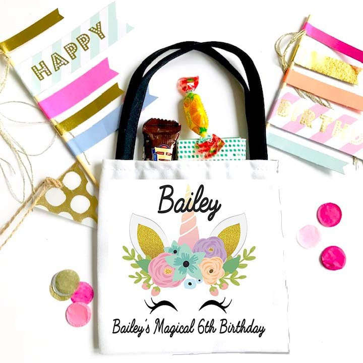 Unicorn Birthday Party Bag. Girl's Birthday Party Favor Bag. Birthday Goodie Bag. Unicorn Theme Birthday Party favor Bag.