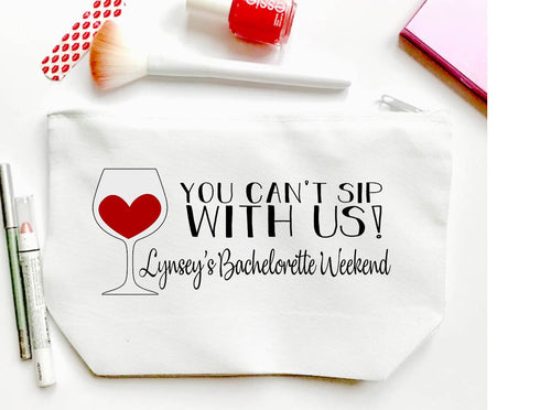 Wine Make Up bag. Wine Bachelorette or Girls Weekend Favors. Personalized Wine Weekend favor bags! Napa, Sonoma, Wine Country