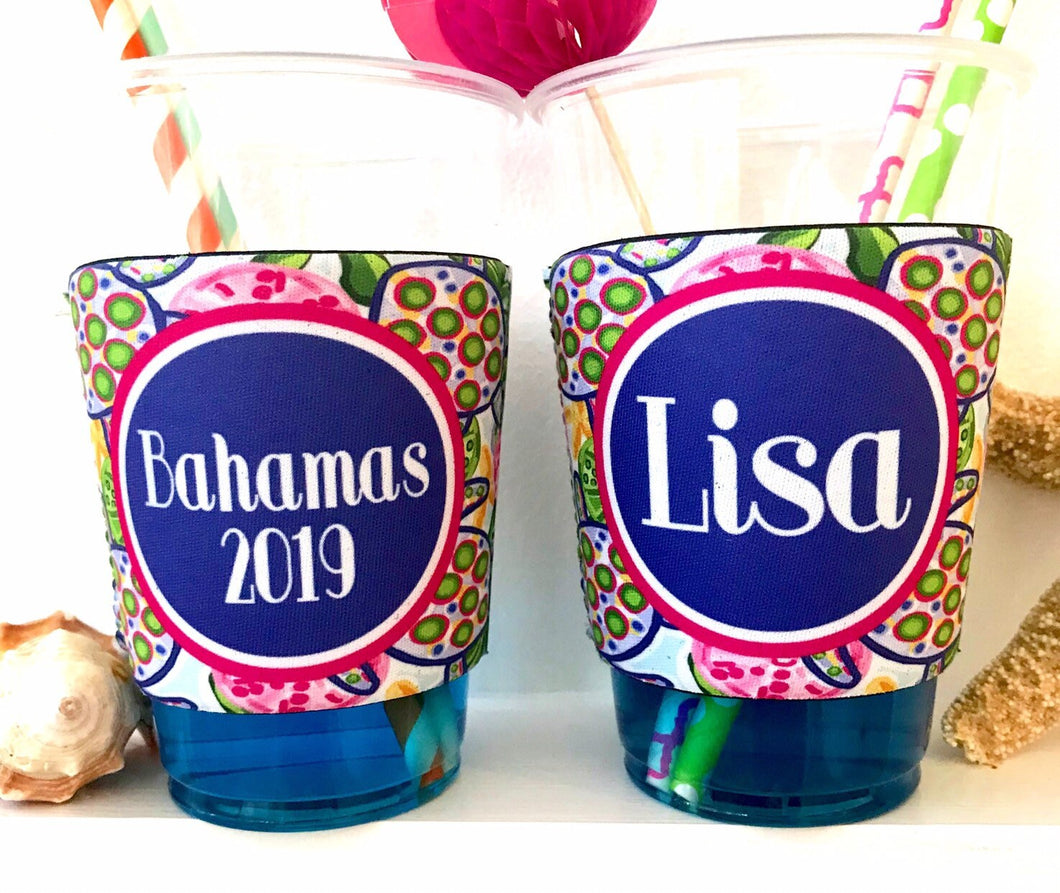 Sea Turtle Solo Cup Huggers. Beach Party Girls weekend Favors. Personalized Beach Party Favors! Custom Beach bachelorette or Birthday!