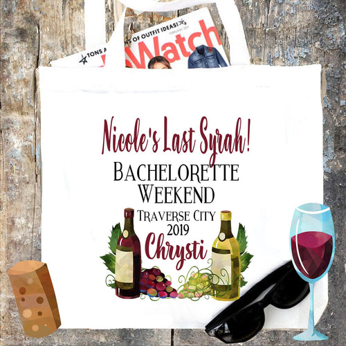 Wine Weekend Tote bag. Wine Bachelorette or Girls Weekend Tote Bag. Custom Wine Weekend Bag. Girls Weekend in Wine Country Bag!