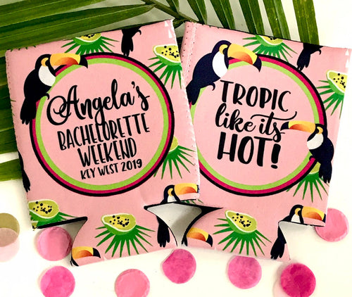 Toucan Beverage Huggers. Toucan Tropical Party Favors. Custom Toucan Birthday or Bachelorette Party Favors. Tropical Toucan Party Favors!