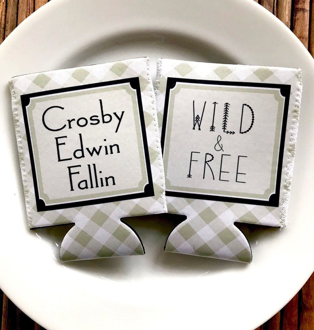 Wild & Free Birthday Party Huggers. Wild One Birthday party Favors. Wild and Free Baby Shower Favors. Gingham 1st and 2nd Birthday favors!