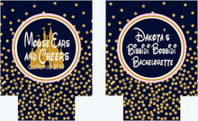 Load image into Gallery viewer, Gold and Navy Polka Dot Huggers. Orlando Bachelorette or Birthday Huggers. Personalized Navy and Blush Bachelorette Party Favors.
